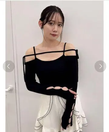[ 익명 배송 ] dazzlin 리본 오픈 레이어드 상의 블랙
