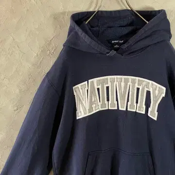 빈티지 후드티 빅 로고 와이드 소매 속기모 구제 의류 네이비 M IW2