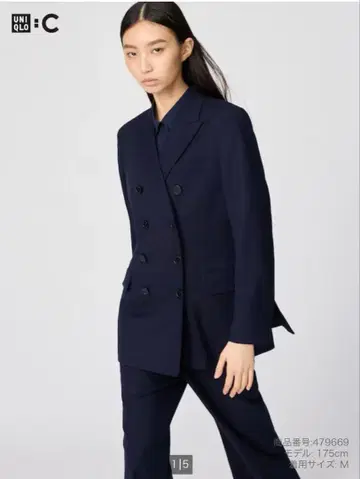 UNIQLO C 더블 테일러드 자켓 S 사이즈 네이비