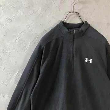언더아머 플리스 하프 지퍼 자수 로고 심플 무지 블랙 IW27