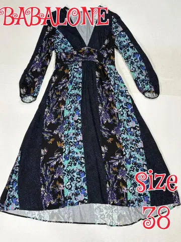 BABYLONE 얇은 소재 롱 원피스 네이비 38