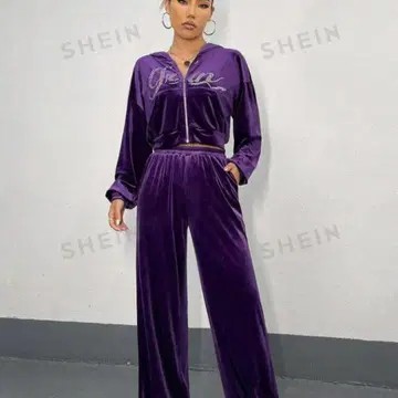 SHEIN 퍼플 셋업 벨로아
