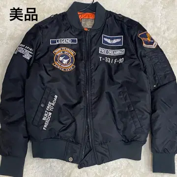 [ 새상품급 ] 플라이트 자켓 MA-1 블루종 와펜 블랙