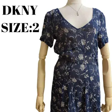 DKNY JEANS 다나캐런 꽃무늬 원피스 SIZE:2 V넥