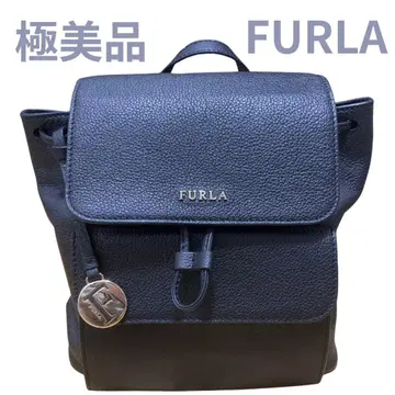[ 컨디션 최상 ] FURLA 블랙 가죽 럭색 백