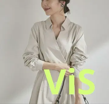 [ ViS  ] 베이지 원피스 피치 기모 카라 달린 카슈쿨 원피스