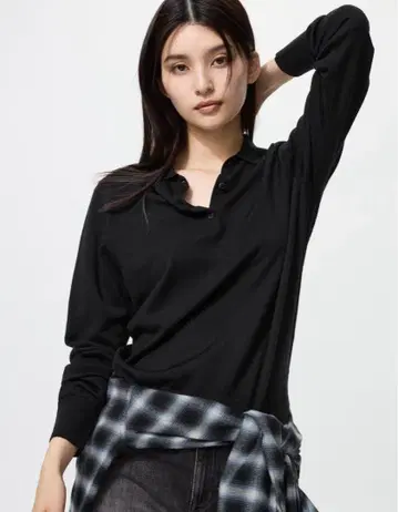 UNIQLO 메리노 폴로 스웨터 블랙 M 사이즈
