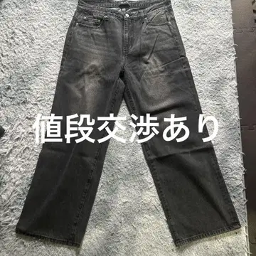 다크 그레이 와이드 레그 데님