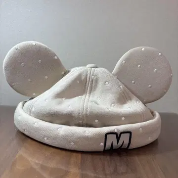 미키마우스 귀도리 모자 베이지