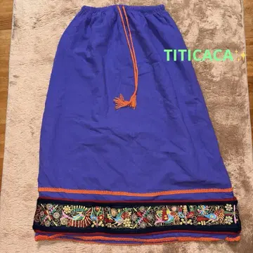 [ 익일 배송 ] 티티카카 퍼플 자수 롱 스커트 가을 겨울 코디