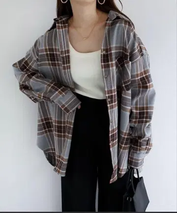 미사용 새상품 앤도미 andme 체크 무늬 카라 셔츠 M 사이즈