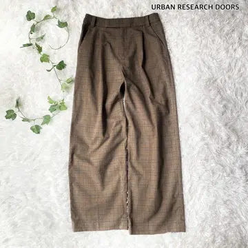 URBAN RESEARCH DOORS 글렌체크 브라운 팬츠