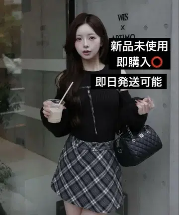 Darich 도킹 미들 허리 니트 미니 원피스 BLK FL 새상품