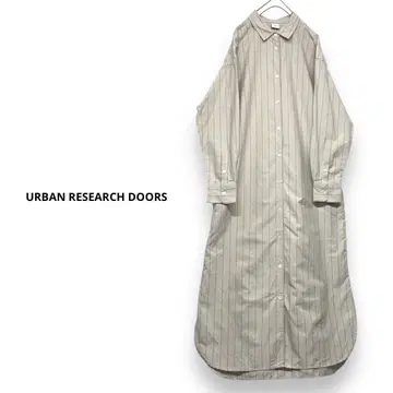 정가 8,800엔 DOORS 인도 면 셔츠 원피스 스트라이프 원피스