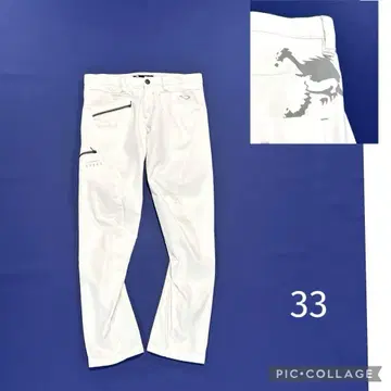오클리 33 롱팬츠 화이트 남성용 골프 스컬 카빙
