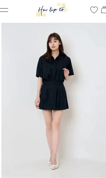 Herlipto 네이비 반팔 셔츠 드레스