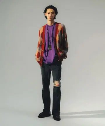 새상품급 FTW 모헤어 가디건 다이아 무늬 사이즈 M