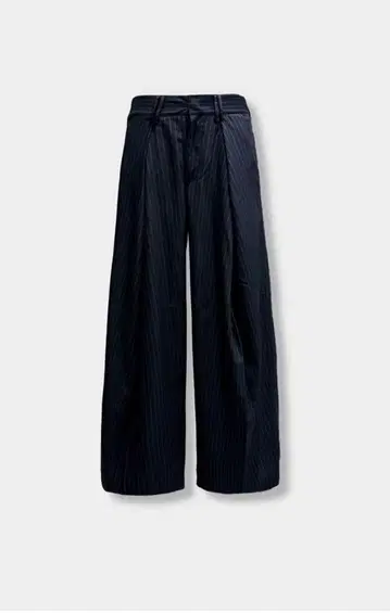 CS stripe cross tuck drape slacks (navy)