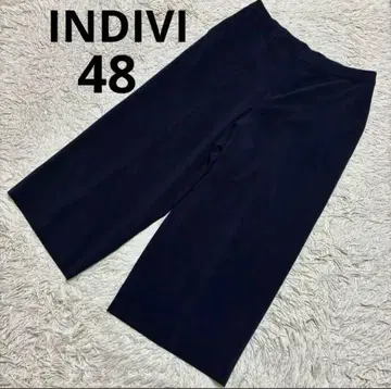 INDIVI 워셔블 와이드 팬츠 스트레치 일본제 빅 사이즈 48