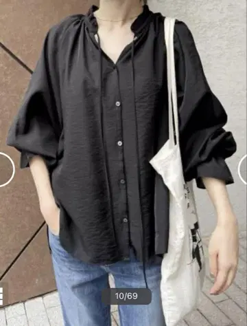 Spick & Span 하이브리드 프릴 칼라 볼륨 슬리브 블라우스