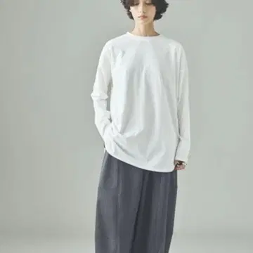 캘런솔로지 셔츠테일 롱T셔츠 화이트