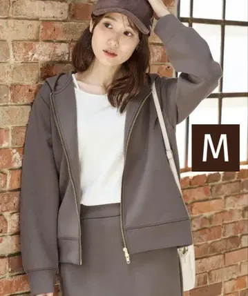 새상품 더블 지퍼 후드티 모카 M