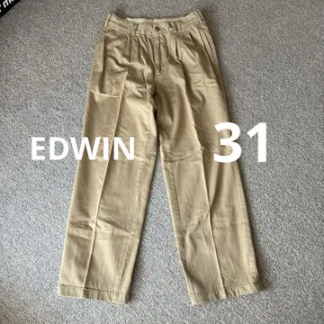 에드윈 EDWIN 베이지 플리츠 스트레이트 치노 팬츠 구제 의류 W78