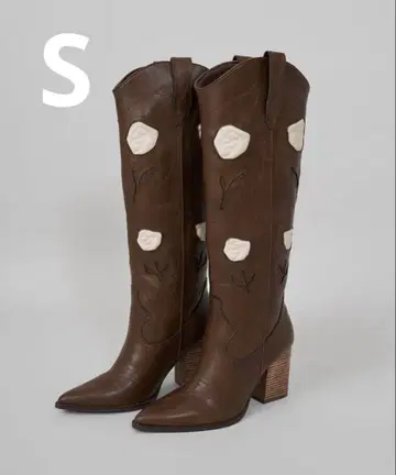 최종 가격 인하 [인터넷 완판템] 로즈 모티브 웨스턴 부츠 다리치