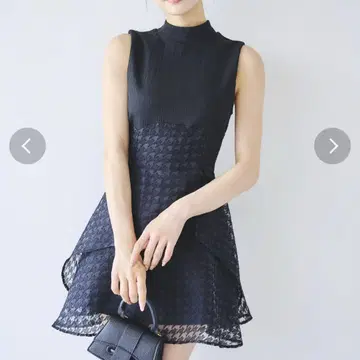 dazzlin 백리본 시어 미니 코르셋 원피스 블랙 하운드투스 체크 패턴