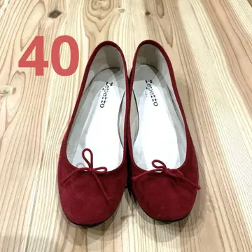 레페토 40 샌드 리옹 스웨이드 발레 슈즈 빨간색