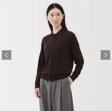 여성 세탁 가능한 울 하이 게이지 폴로 가디건 여성 XXL 다크 브라운