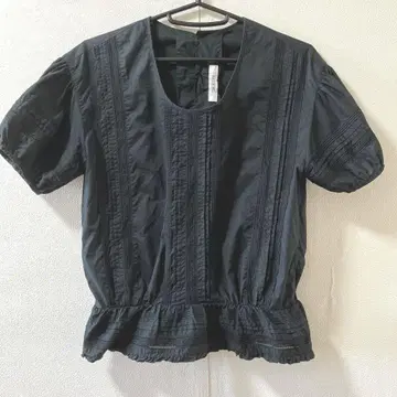 잉게보그 블랙 면 퍼프 슬리브 블라우스 핑크하우스 카네코 이사오