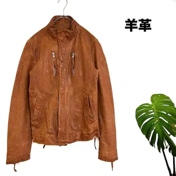 램 가죽 싱글 라이더 카멜 가죽 자켓 이탈리아제 천연 가죽