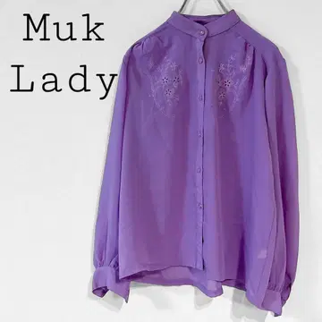 Muk Lady 긴팔 블라우스 꽃무늬 자수 올 패턴 고급 깔끔