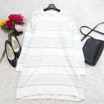 G7406*젤라또피케 보더 패턴 모코모코 원피스 화이트 스카이블루 F