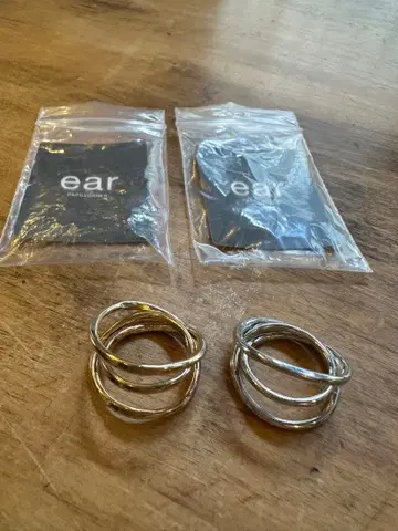 ear 중첩 반지 실버 골드 2페어