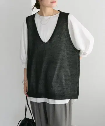 퓨어세신 테이프얀 니트 베스트 택 포함