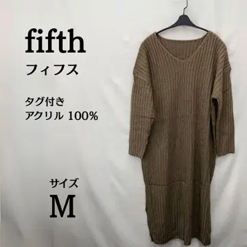 택 포함 새상품 fifth V넥 브라운 롱 원피스 슬릿 M