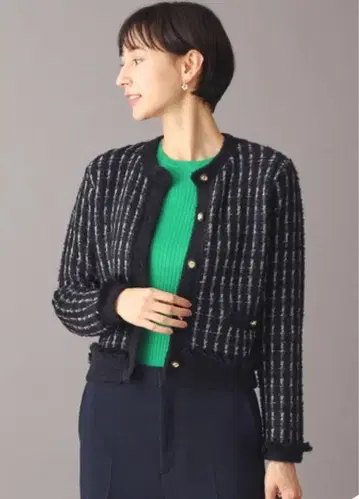 빈티지 라메 트위드 가디건