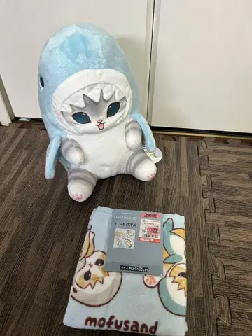 새상품 모프 샌드 상어냥 봉제 인형 핸드 타월