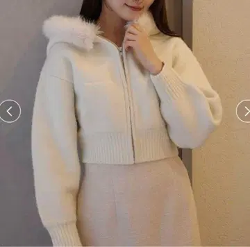 스나이델 SNIDEL 퍼 니트 후디 후드티