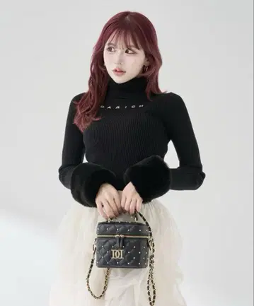 darich 다리치 스무스 퍼 리브 니트탑 블랙