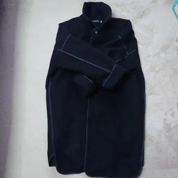 블랙 플리스 롱 코트