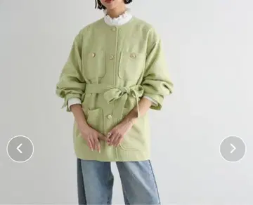 택 포함 미사용 새상품 AnriettMusee 트위드 미디 기장 자켓