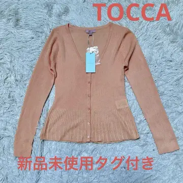 미사용 새상품 TOCCA 워셔블 AJISAI 살몬 핑크 가디건 XS