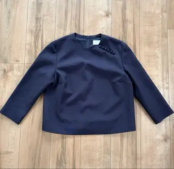 HYALINES 하이아린 풀오버 블라우스 네이비 스트라스부르고