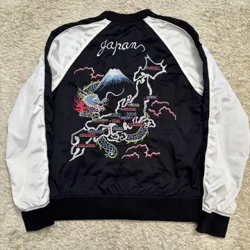 Beno 스카잔 자수 일본풍 패턴 일본 지도 용 XL 블랙