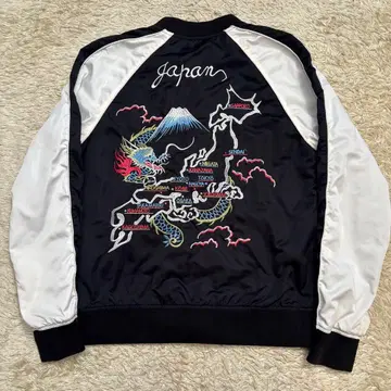 Beno 스카잔 자수 일본풍 패턴 일본 지도 용 XL 블랙