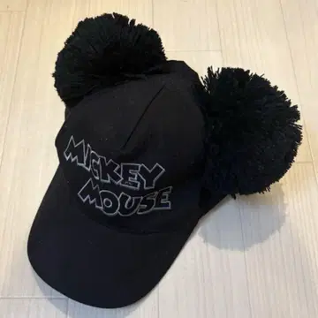 미키마우스 폼폼 포함 캡 블랙