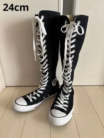 CONVERSE ALL STAR 레이스업 롱 부츠 블랙 24cm